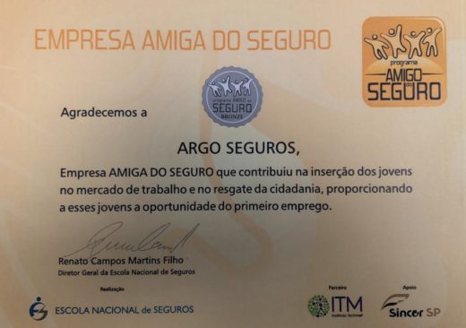 Argo Seguros é certificada pelo programa “Amigo do Seguro”