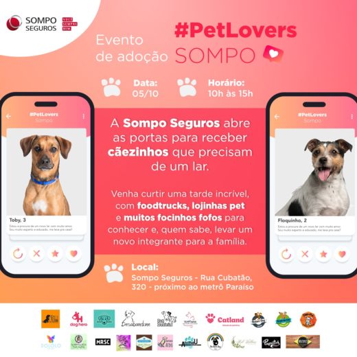 Sompo Seguros promove feira de adoção de animais aberta ao público