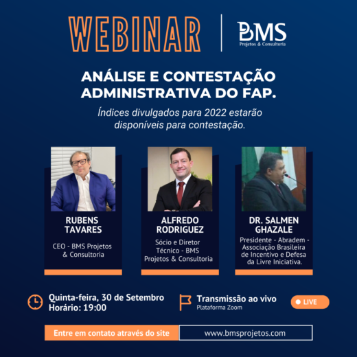 Webinar no próximo dia 30 debate importância da contestação administrativa do FAP