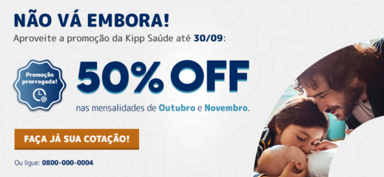 Kipp Saúde prorroga campanha com desconto de 50% para novos contratos