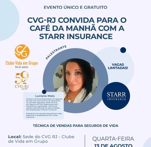 CVG-RJ convida para café da manhã com a Starr Insurance