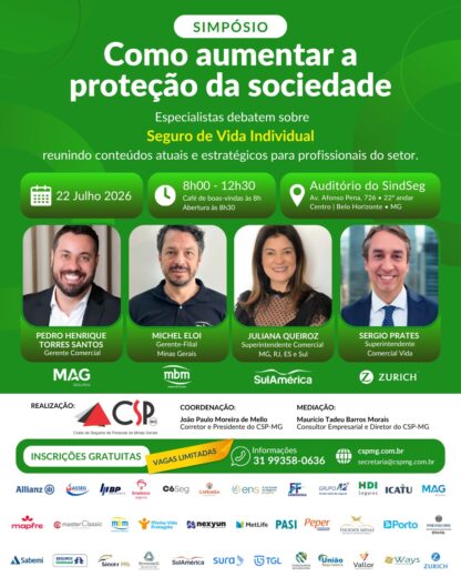 Seguro de Vida Individual é tema de simpósio do CSP-MG