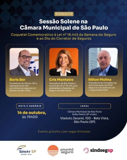 Semana do Seguro será celebrada com homenagem aos corretores e palestra sobre o futuro da proteção